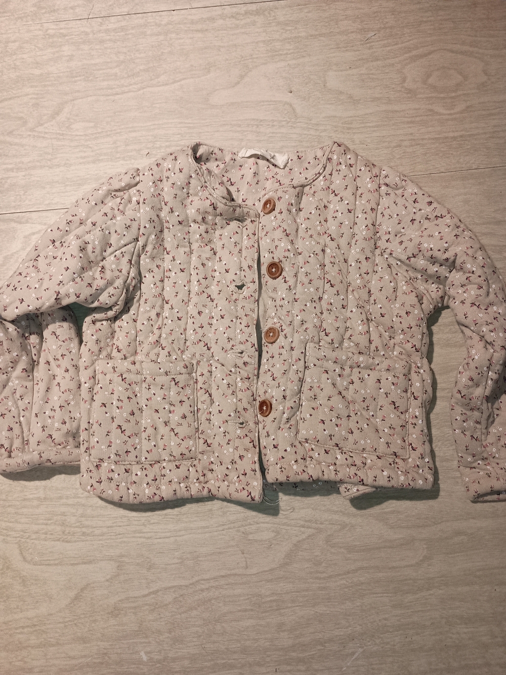 Jessica Simpson Cream Quilted Floral Button Jacket